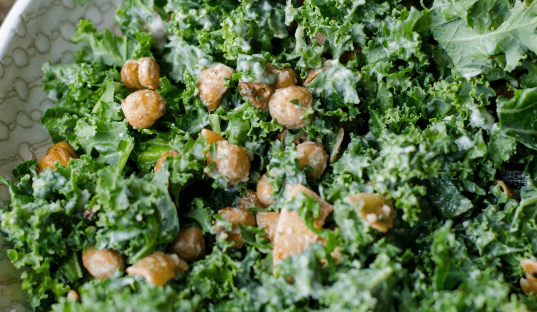 Massaged Kale Salad with Garlicky Chickpeas