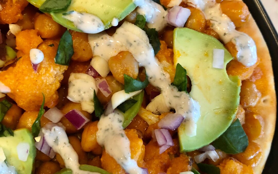 Buffalo Chickpea and Cauliflower Pizza